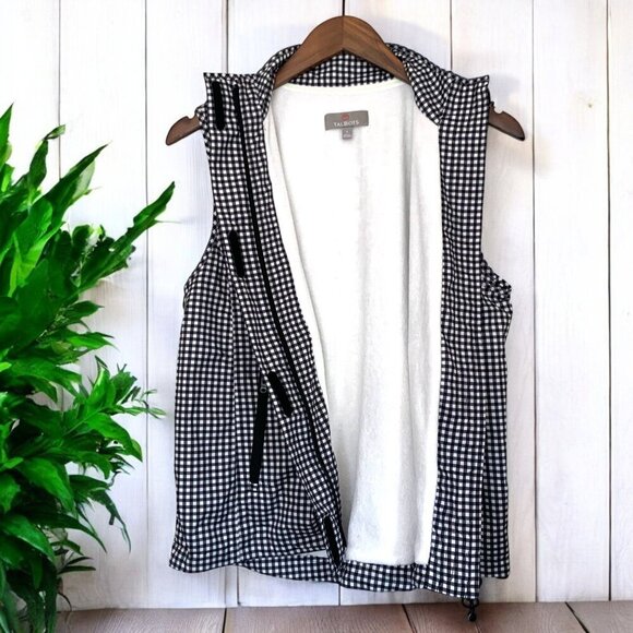 Talbots Womens Black & White Gingham Zip-Up Vest With Pockets Size Small - Picture 5 of 8